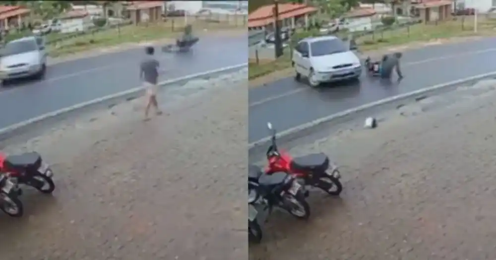 Motociclista derrapa e colide com carro durante retorno em rodovia de Mutuípe