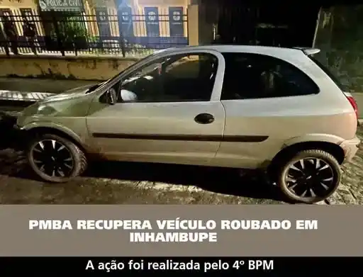 A Polícia Militar recupera veículo com restrição de furto/roubo em Inhambupe